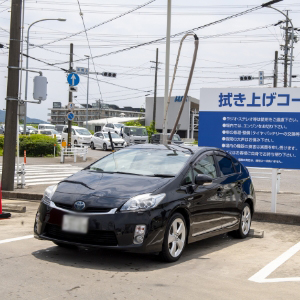 洗車終了、仕上げ